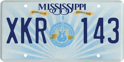 MS license plate XKR143