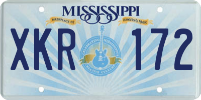 MS license plate XKR172