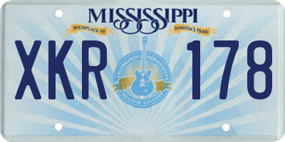 MS license plate XKR178
