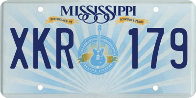 MS license plate XKR179