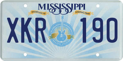 MS license plate XKR190