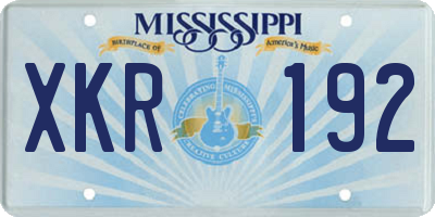 MS license plate XKR192