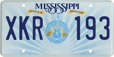 MS license plate XKR193