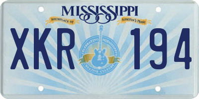 MS license plate XKR194