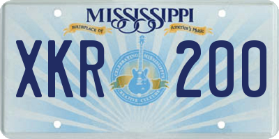 MS license plate XKR200