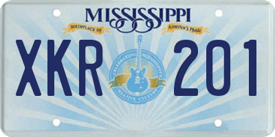 MS license plate XKR201
