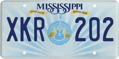 MS license plate XKR202