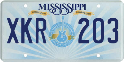 MS license plate XKR203