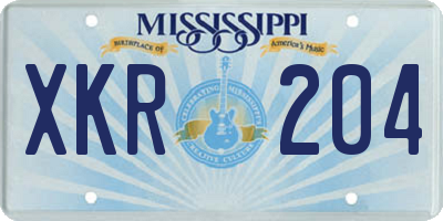 MS license plate XKR204