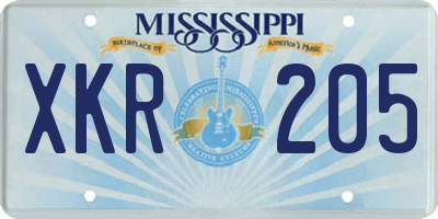 MS license plate XKR205