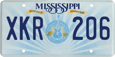MS license plate XKR206