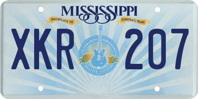 MS license plate XKR207