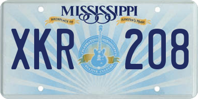 MS license plate XKR208