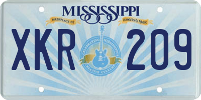 MS license plate XKR209