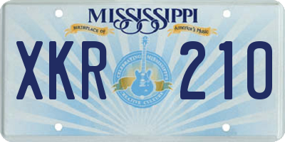 MS license plate XKR210