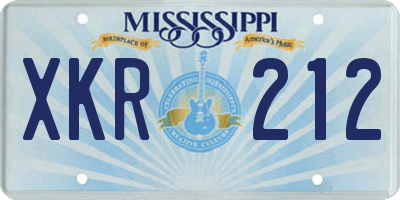 MS license plate XKR212
