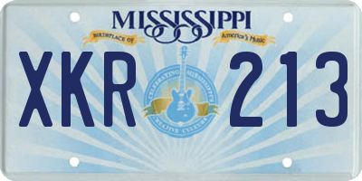 MS license plate XKR213