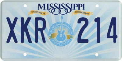MS license plate XKR214