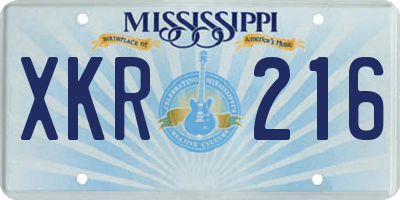 MS license plate XKR216