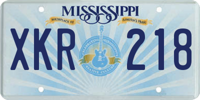 MS license plate XKR218