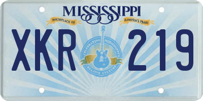 MS license plate XKR219