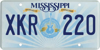 MS license plate XKR220
