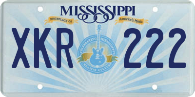 MS license plate XKR222