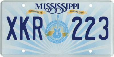MS license plate XKR223