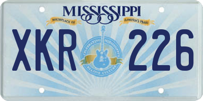 MS license plate XKR226