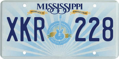 MS license plate XKR228