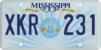 MS license plate XKR231
