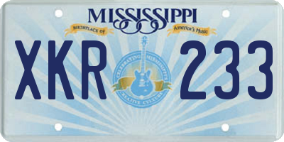 MS license plate XKR233