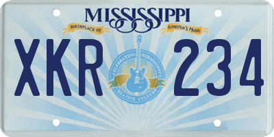 MS license plate XKR234