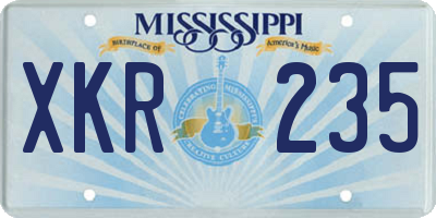 MS license plate XKR235