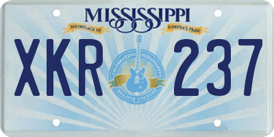 MS license plate XKR237