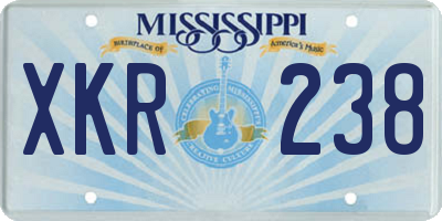 MS license plate XKR238