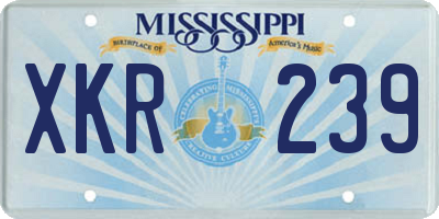 MS license plate XKR239