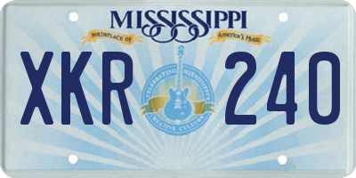 MS license plate XKR240