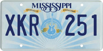 MS license plate XKR251