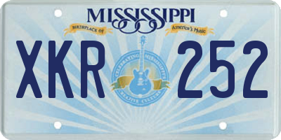 MS license plate XKR252