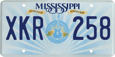 MS license plate XKR258