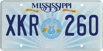 MS license plate XKR260