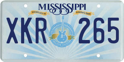 MS license plate XKR265