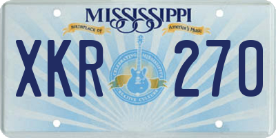 MS license plate XKR270