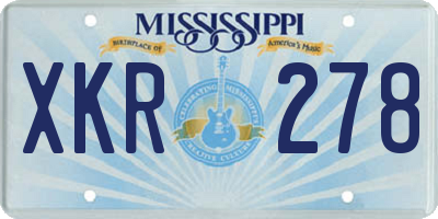 MS license plate XKR278