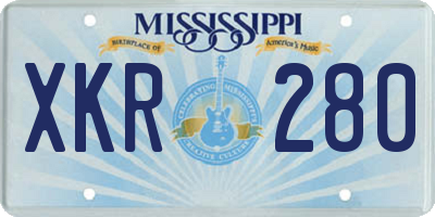 MS license plate XKR280