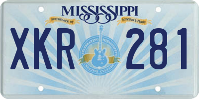MS license plate XKR281