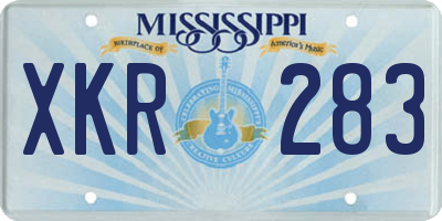 MS license plate XKR283