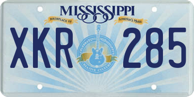 MS license plate XKR285