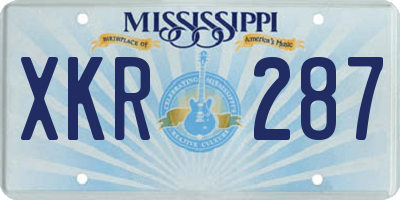 MS license plate XKR287